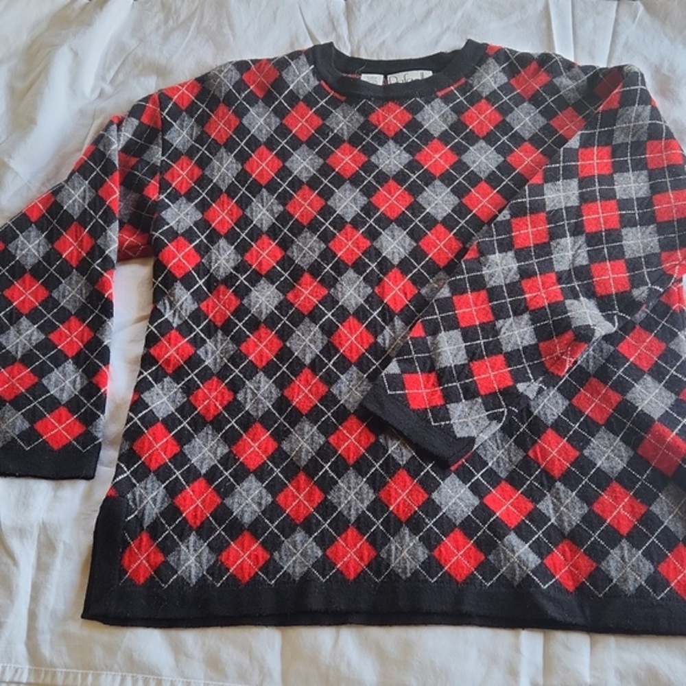 Rafaella Merino Wool Blend, Argyle Sweater, Size‎ L